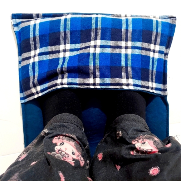 Rice-flax seed therapeutic heating-cooling foot/hand warmer, rice bag, Plaid - Picture 1 of 3